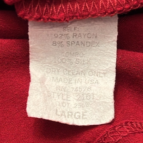 Cache Red Faux Suede Surplice Wrap Top with Ruffle Trim Sz L - Picture 11 of 12